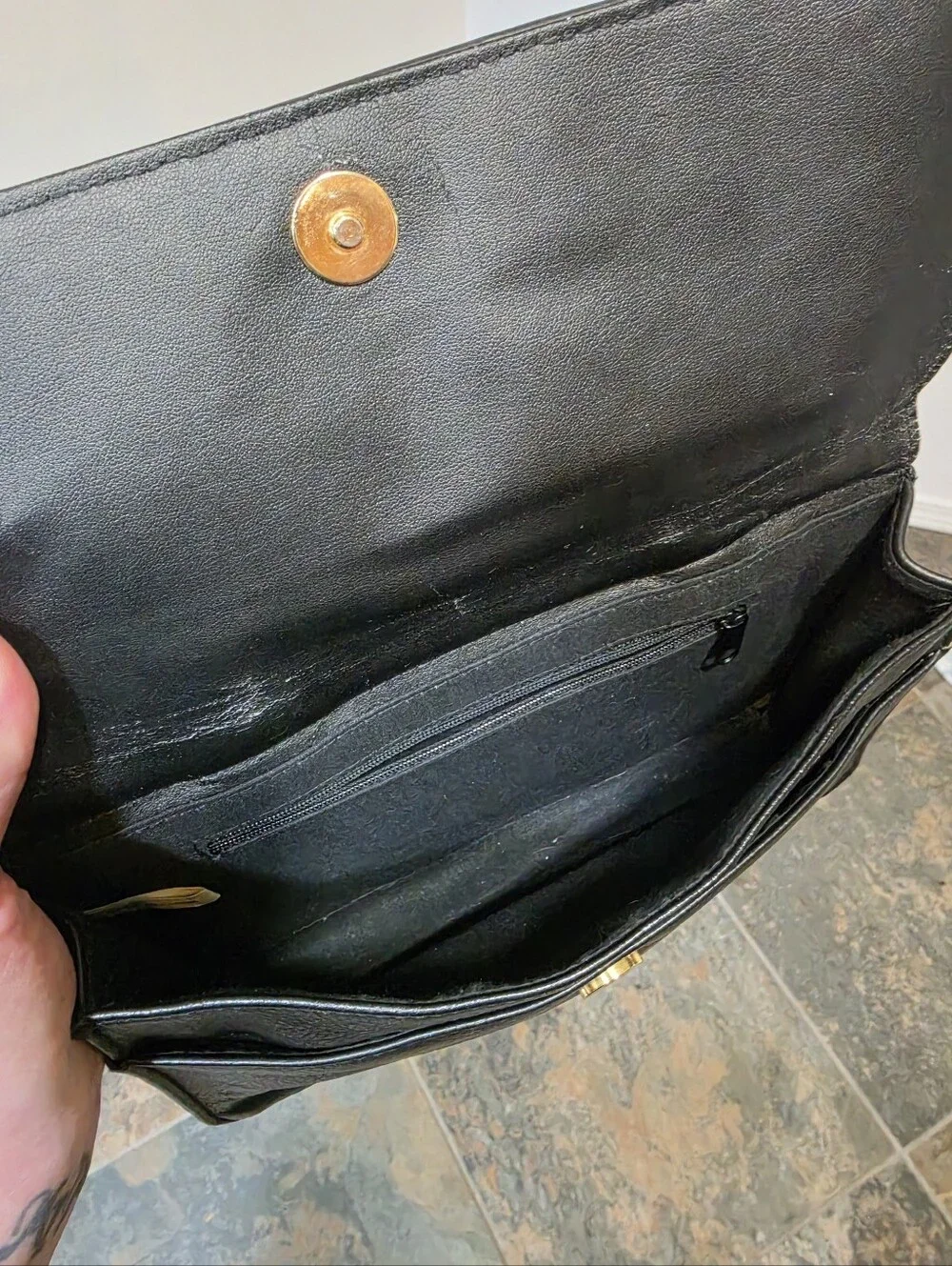 Vintage Rosetti Black Faux Leather Satchel/Crossbody Bag - MSRP $80